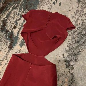 Wine color maxi dress with back and side cut out